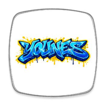 YOUNES GRAFFITI NAME FÜR PERFEKTES GESCHENK DRUCKBAR - Viereckiger Kühlschrankmagnet - Weiß - Vorne