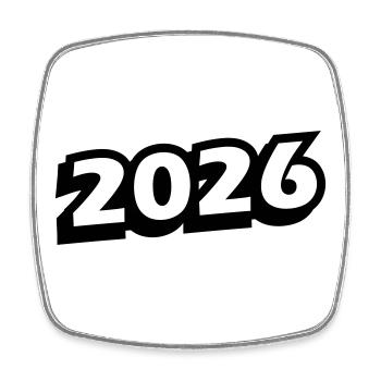 2026 Jahr - Viereckiger Kühlschrankmagnet - Weiß - Vorne