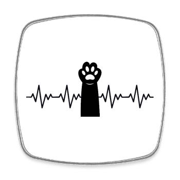 rythme cardiaque ECG de la patte de chat - Magnet carré - blanc - Devant