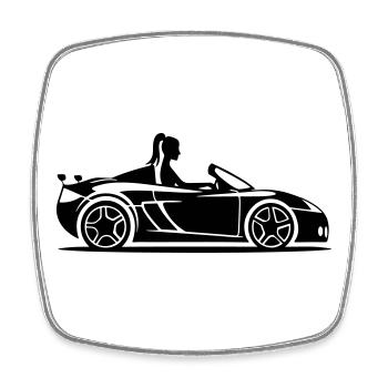 Convertible Car Car Woman - Square fridge magnet - white - Front