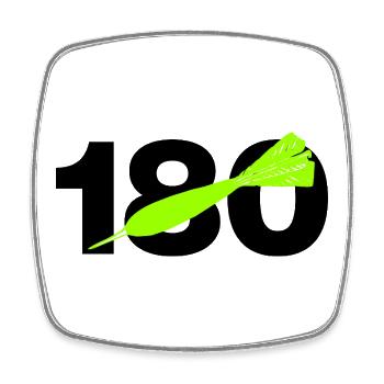 180 Triple 20 Perfection! ONEHUNDRETEIGHTY, Darts - Square fridge magnet - white - Front