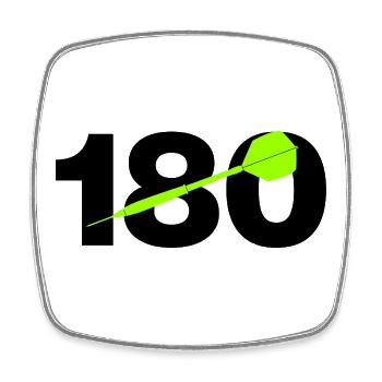 180 Triple 20 Perfection! ONEHUNDRETEIGHTY, Darts - Square fridge magnet - white - Front