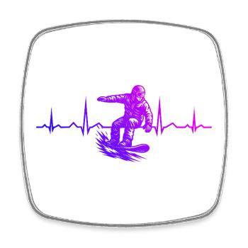 Snowboard court et transparent - Magnet carré - blanc - Devant