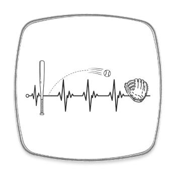 Ich liebe Baseball! - Baseball-Herzschlag - Viereckiger Kühlschrankmagnet - Weiß - Vorne