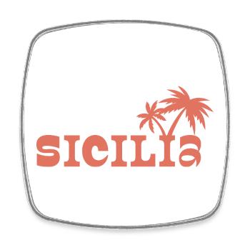 Sicilia Palm Island Sonnenuntergang - Viereckiger Kühlschrankmagnet - Weiß - Vorne