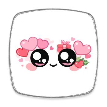 Aufkleber Valentinsaugen – Kawaii Love Eyes - Viereckiger Kühlschrankmagnet - Weiß - Vorne