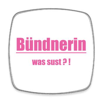 Bündnerin Was Sus?! Pink Text - Viereckiger Kühlschrankmagnet - Weiß - Vorne