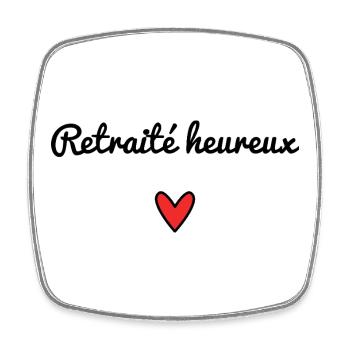 RETRAITE. RETRAITEE. COEUR. BONNE RETRAITE - Magnet carré - blanc - Devant