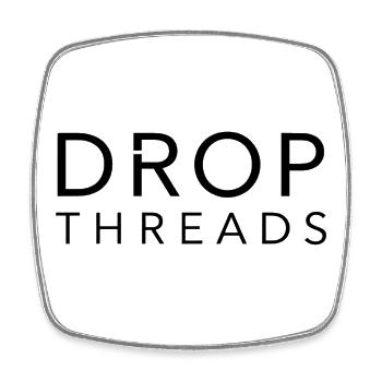 Drop Threads : Typographie minimaliste - Magnet carré - blanc - Devant