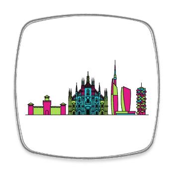 Milan City Skyline Duomo Moderne Linienkunst - Viereckiger Kühlschrankmagnet - Weiß - Vorne