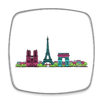 Skyline de la tour Eiffel de Paris Modern line art - Magnet carré - blanc - Devant