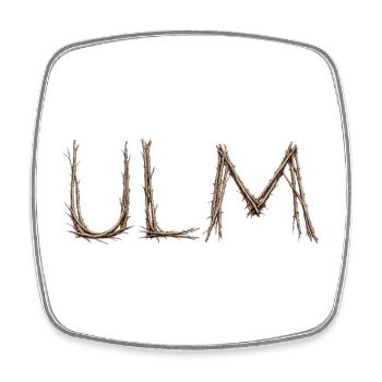 ULM lettering with twigs laid by the sparrow - Square fridge magnet - white - Front