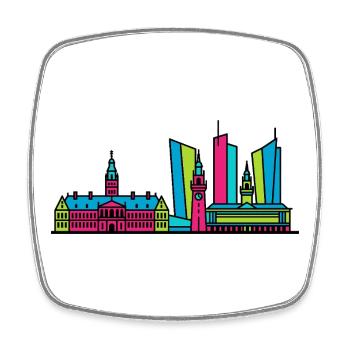 Die Haager Stadtsilhouette Binnenhof Moderne Linienkunst - Viereckiger Kühlschrankmagnet - Weiß - Vorne