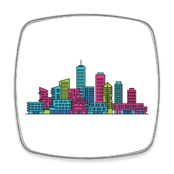 Illustration du pont Erasmus sur la silhouette de la ville de Rotterdam - Magnet carré - blanc - Devant