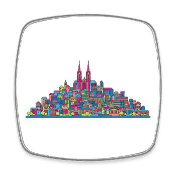 Skyline de la cathédrale de Lausanne Modern Line Art - Magnet carré - blanc - Devant