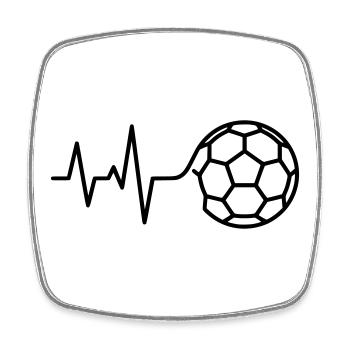 Soccer, battement de cœur, ECG, pouls, amour - Magnet carré - blanc - Devant