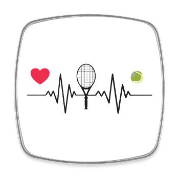 Tennis ist mein Herzschlag - Viereckiger Kühlschrankmagnet - Weiß - Vorne