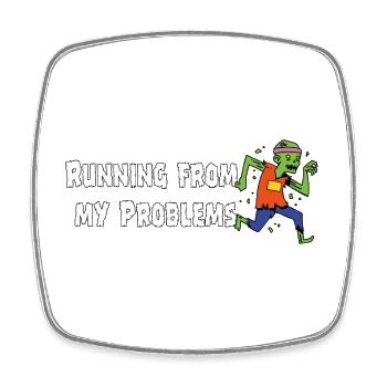 Running from my problems – Lustiger Zombie Spruch - Viereckiger Kühlschrankmagnet - Weiß - Vorne