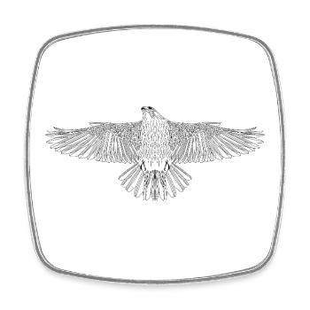 Digital Falcon – Modern Line Art in Schwarz - Viereckiger Kühlschrankmagnet - Weiß - Vorne