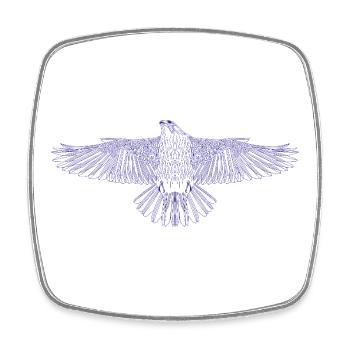 Digital Falcon – Modern Line Art in Blau - Viereckiger Kühlschrankmagnet - Weiß - Vorne