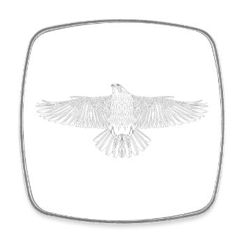 Digital Falcon – Modern Line Art in Grau - Viereckiger Kühlschrankmagnet - Weiß - Vorne