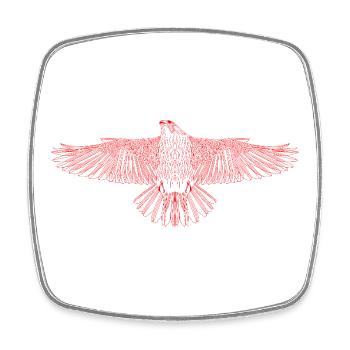 Digital Falcon – Art au trait moderne en rouge - Magnet carré - blanc - Devant