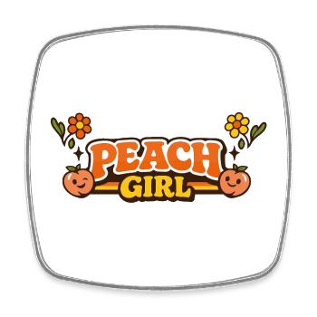 Peach Girl – Retro Pun Peach Vibes - Square fridge magnet - white - Front