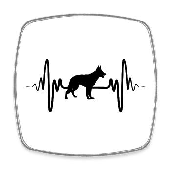 Ligne cardiaque ECG du Berger allemand - Magnet carré - blanc - Devant