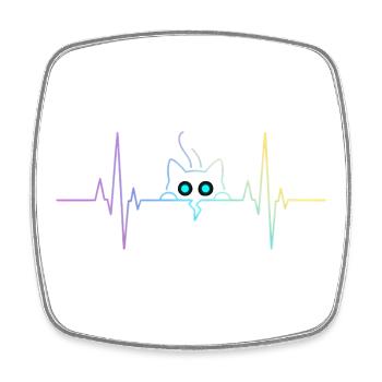 Katzen Herzschlag - Minimalistisches EKG Puls  - Viereckiger Kühlschrankmagnet - Weiß - Vorne