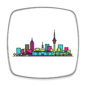 Canberra City Skyline Parlament: Moderne Kunst - Viereckiger Kühlschrankmagnet - Weiß - Vorne