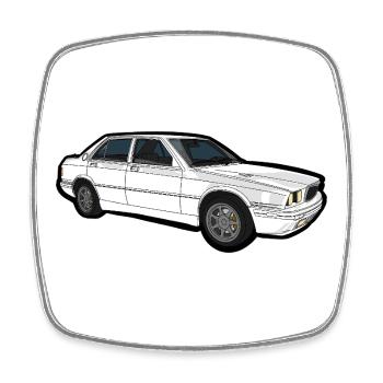 Klassischer Weißer Sedan Linienkunst - Viereckiger Kühlschrankmagnet - Weiß - Vorne