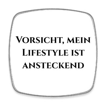 Attention, Premium comes through - Square fridge magnet - white - Front