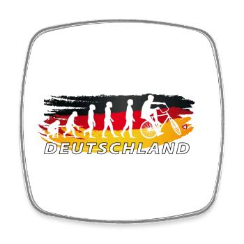 Radball, Cycleball, Hallenradsport, Evolution, DE - Viereckiger Kühlschrankmagnet - Weiß - Vorne