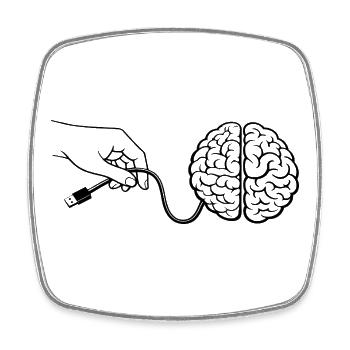 Connecteur de câble Brain Head Intelligence Intelligence artificielle - Magnet carré - blanc - Devant