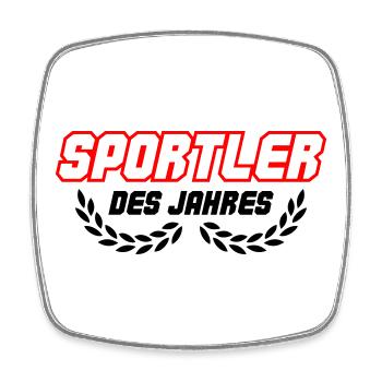 Lettrage sportif en contour rouge - Magnet carré - blanc - Devant