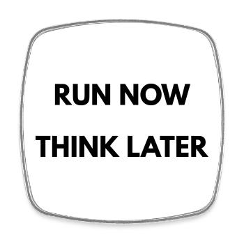 Running Motivation Run Now Think Later - Magnet carré - blanc - Devant