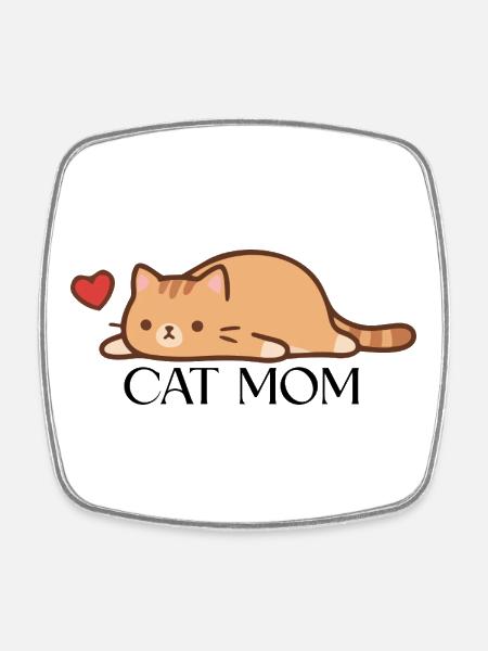 Cat Mom - Square fridge magnet - white