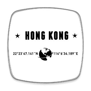 Hong Kong Coordinates Black Typography - Square fridge magnet - white - Front