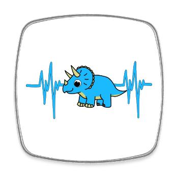 Heartbeat Dino - Viereckiger Kühlschrankmagnet - Weiß - Vorne