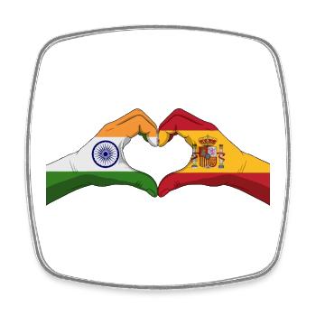 United Hearts India Spain - Square fridge magnet - white - Front