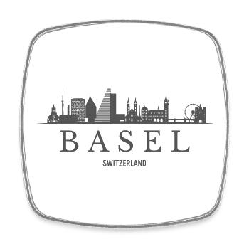 Basel Switzerland, Basel skyline - Square fridge magnet - white - Front