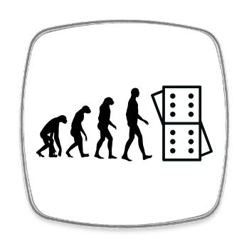 Évolution Domino : De l'Homme au Joueur - Magnet carré - blanc - Devant
