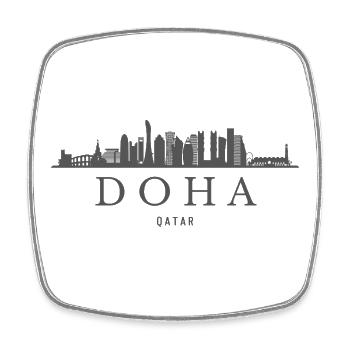 Doha Skyline, Doha Qatar - Magnet carré - blanc - Devant