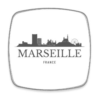 Marseille, Frankreich, Marseille Skyline - Viereckiger Kühlschrankmagnet - Weiß - Vorne