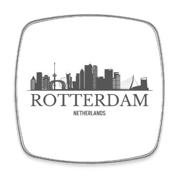 Rotterdam, Pays-Bas, silhouette de Rotterdam - Magnet carré - blanc - Devant