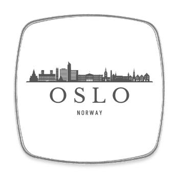 Oslo, Norvège, silhouette d’Oslo - Magnet carré - blanc - Devant