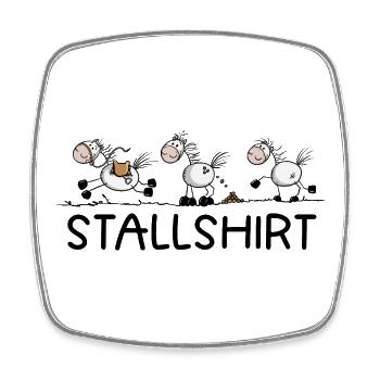 Lustiges Pferde Stallshirt Strichmännchen Pferd - Viereckiger Kühlschrankmagnet - Weiß - Vorne