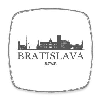 Bratislava, Slowakei, Skyline von Bratislava - Viereckiger Kühlschrankmagnet - Weiß - Vorne