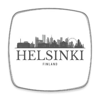 Helsinki Finland, Helsinki skyline - Square fridge magnet - white - Front