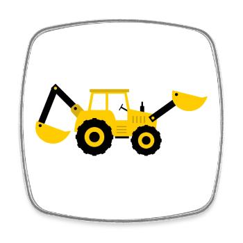 Bagger - Viereckiger Kühlschrankmagnet - Weiß - Vorne